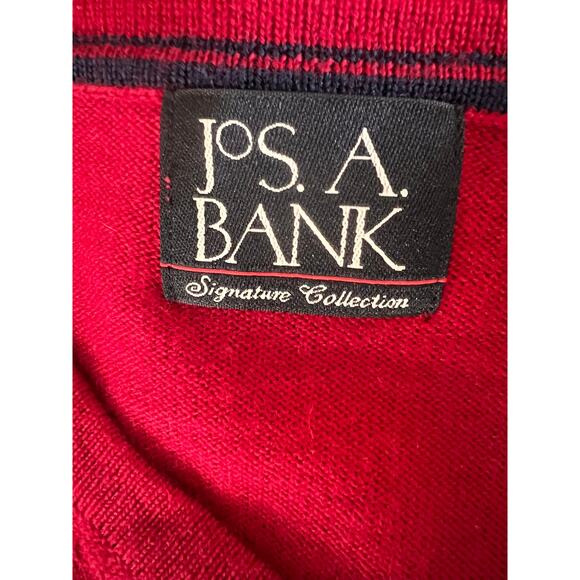 Jos A Bank Merino Wool Sweater Vest Preppy Red V Neck Classic Fit Size M - Picture 7 of 10